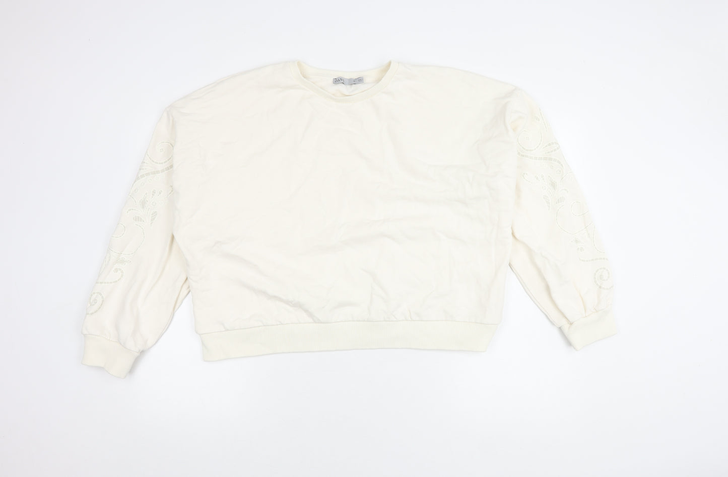 Oasis Women's Ivory Cotton Embroidered Pullover Jumper XL