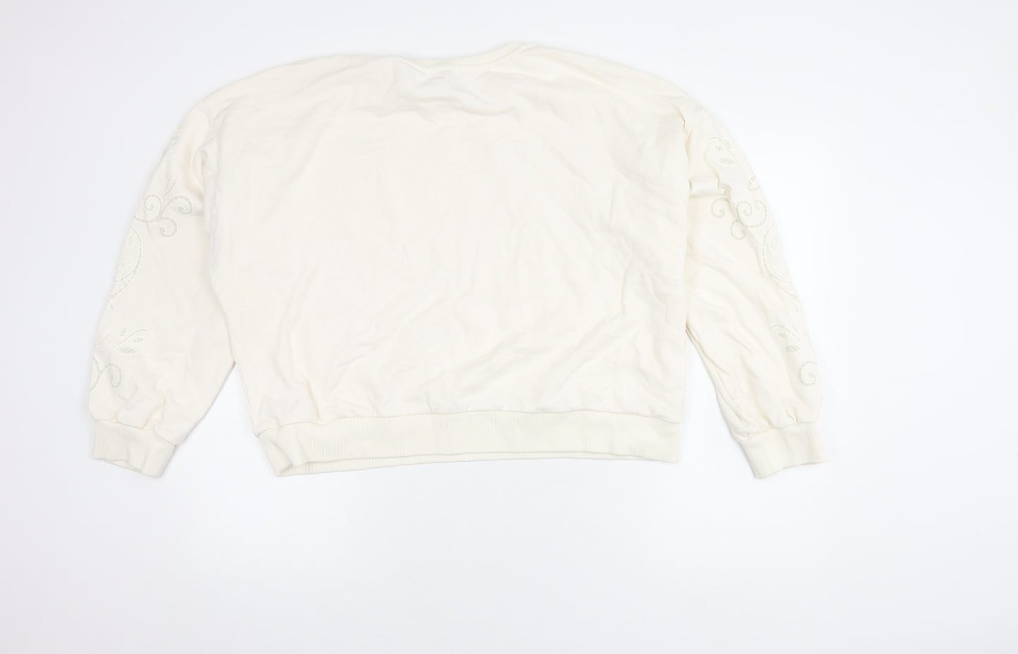 Oasis Women's Ivory Cotton Embroidered Pullover Jumper XL