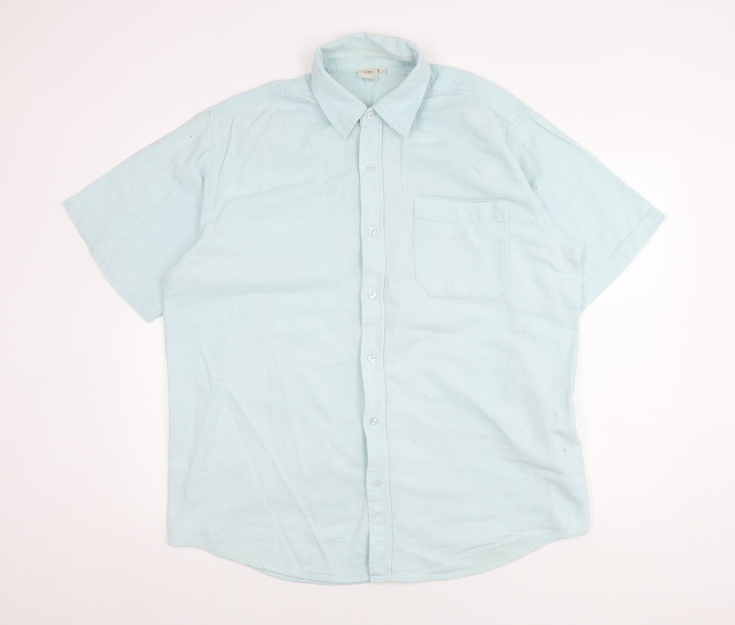 Cotton Traders Men's Blue Short Sleeve Shirt XL