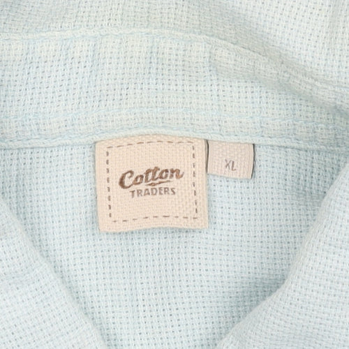Cotton Traders Men's Blue Short Sleeve Shirt XL