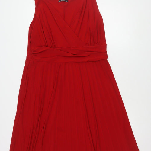 David Emanuel Women's Red V-Neck Sleeveless Dress