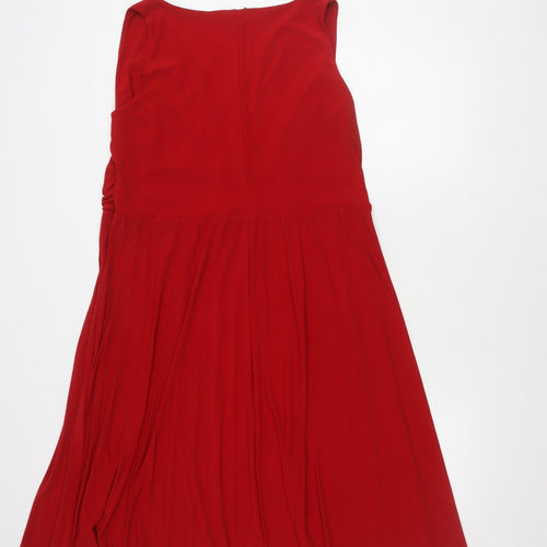 David Emanuel Women's Red V-Neck Sleeveless Dress