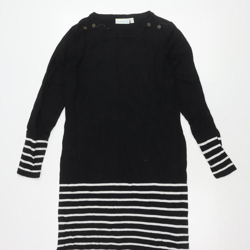 JoJo Maman Bébé Black M Women's Striped Shirt Dress