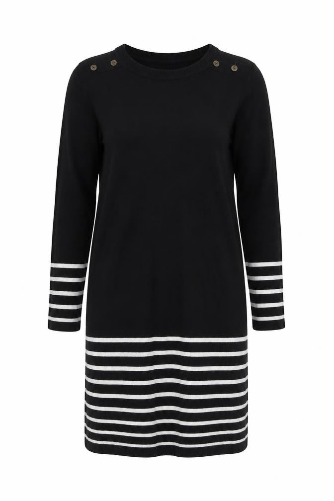 JoJo Maman Bébé Black M Women's Striped Shirt Dress