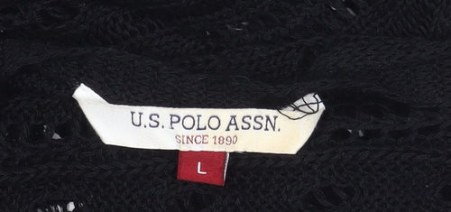 U.S. Polo Assn. Women's Black Open-Knit Jumper - L