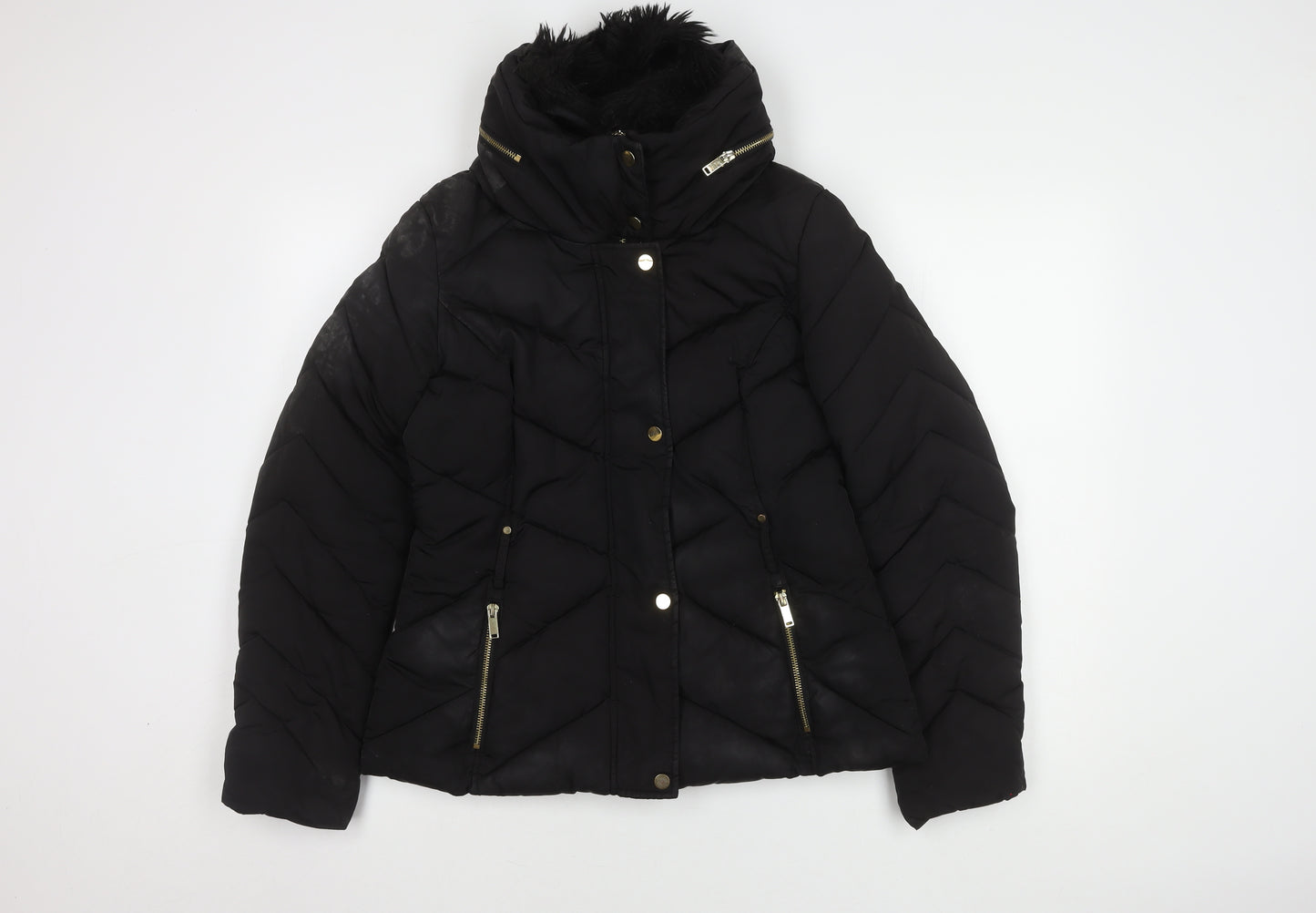 Oasis Women's Black Puffer Jacket M - Winter Casual