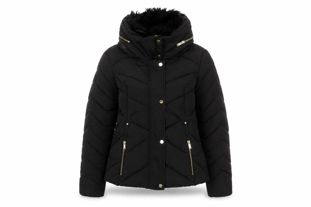 Front view of Oasis Women's Black Puffer Jacket M - Winter Casual