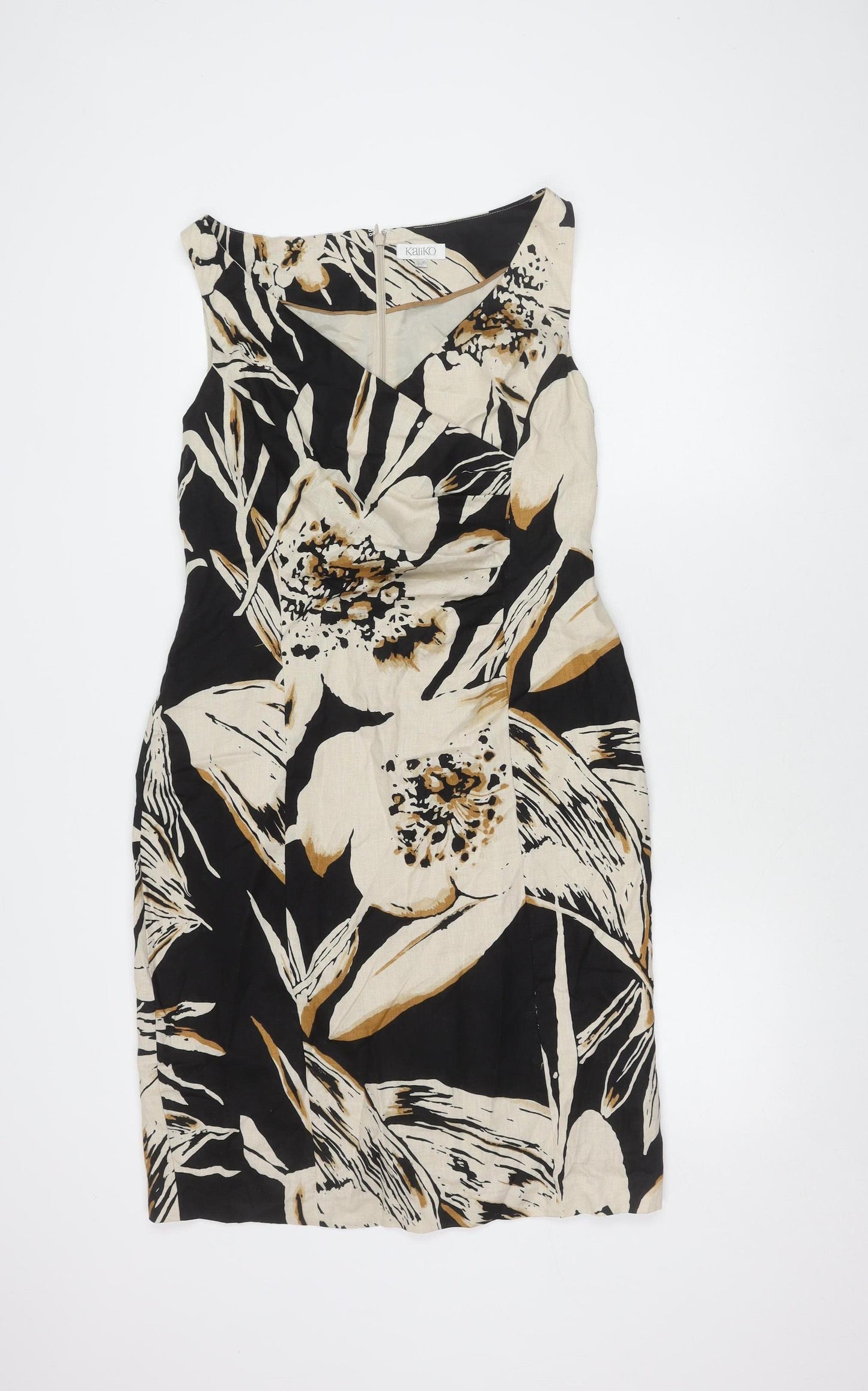 Kaliko Women's Black & Beige Floral Dress, Size 12