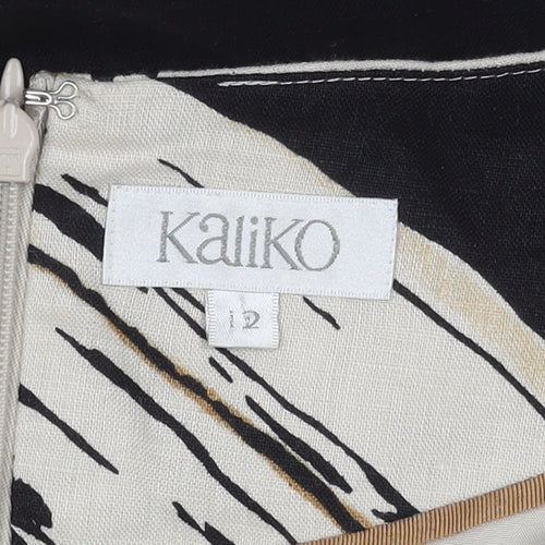 Kaliko Women's Black & Beige Floral Dress, Size 12