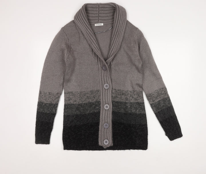 Damart Women's Grey Cardigan Size 10/12 V-Neck Knit