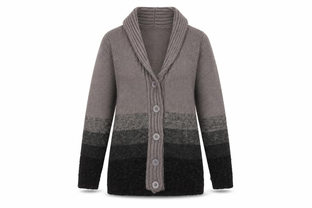 Damart Women's Grey Cardigan Size 10/12 V-Neck Knit