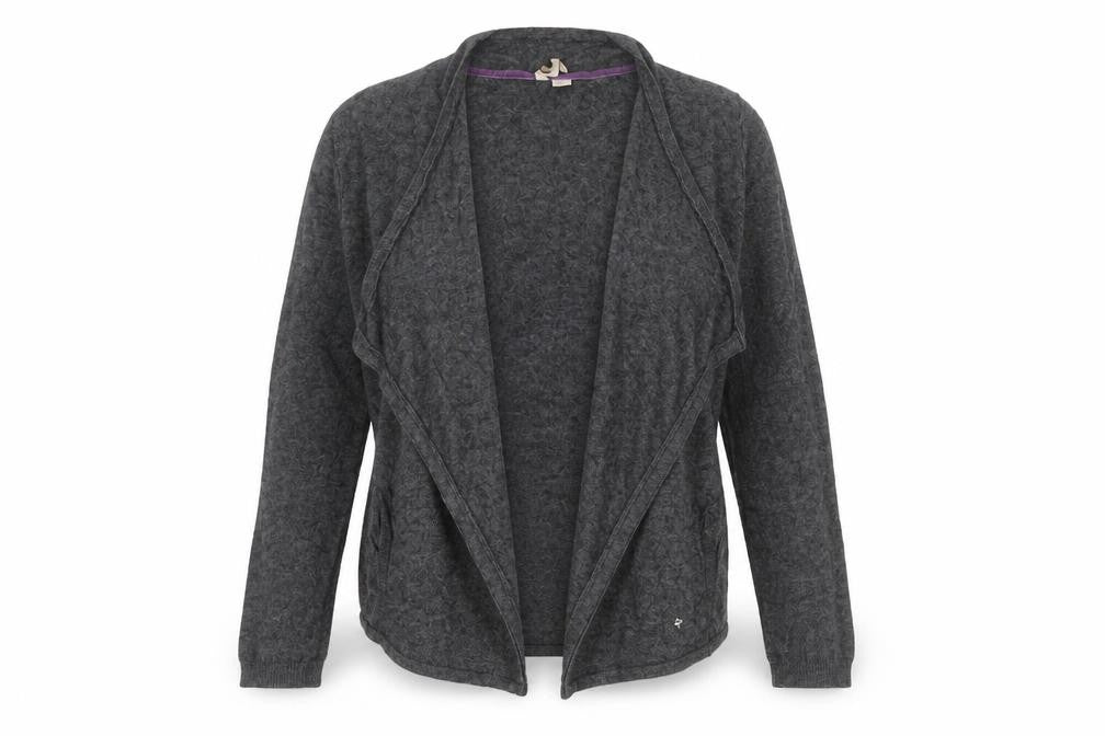 Front view of White Stuff Women's Grey Open Front Cardigan, size 10, Viscose Blend