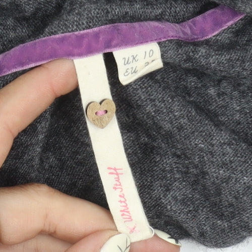 White Stuff Women's Grey Open Front Cardigan Size 10 Viscose Blend