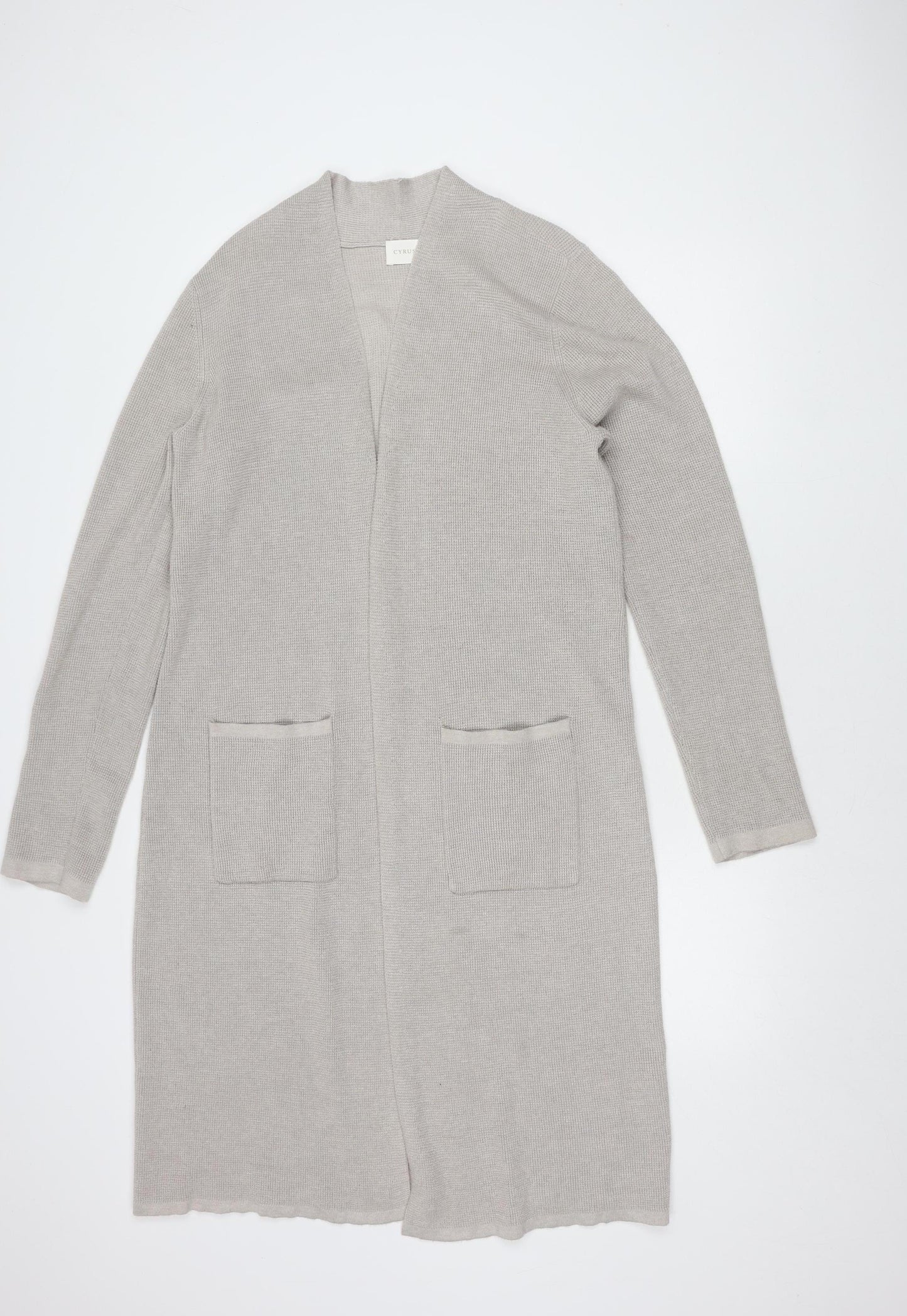 Cyrus Women's Beige Open Front Cardigan in L with Pockets