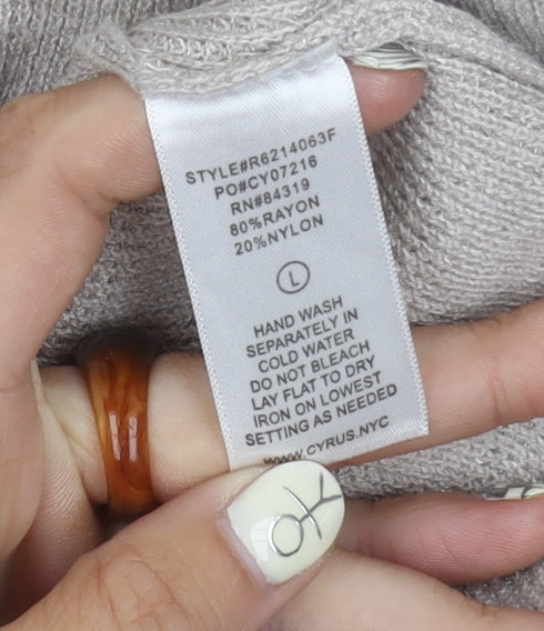 Cyrus Women's Beige Open Front Cardigan in L with Pockets
