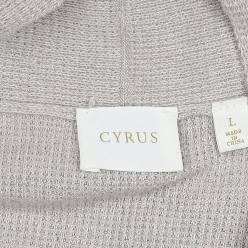 Cyrus Women's Beige Open Front Cardigan in L with Pockets