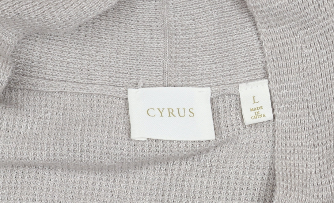 Cyrus Women's Beige Open Front Cardigan in L with Pockets