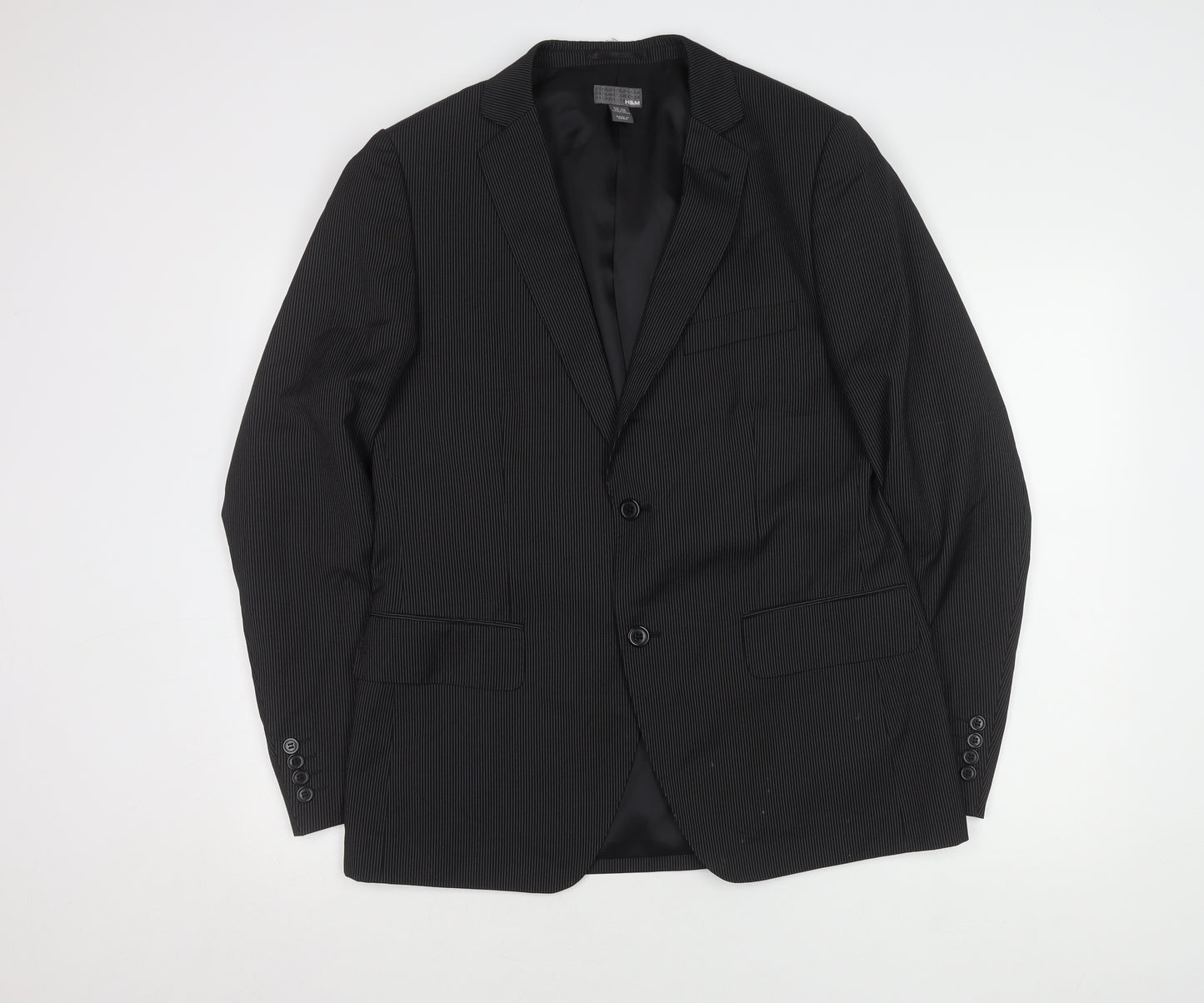H&M Men's Black Striped Blazer, Size 42R