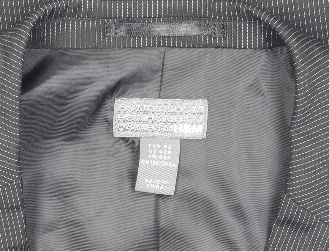 H&M Men's Black Striped Blazer, Size 42R