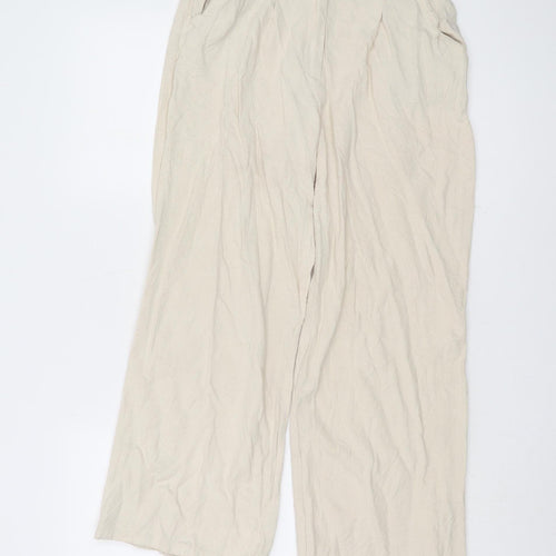 ASOS Design Women's Beige Wide-Leg Trousers Size 8