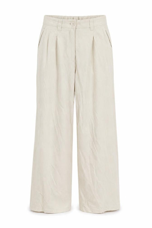 Front view of ASOS Design Women's Beige Wide-Leg Trousers, size 8