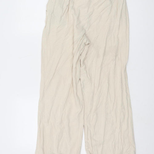 ASOS Design Women's Beige Wide-Leg Trousers Size 8