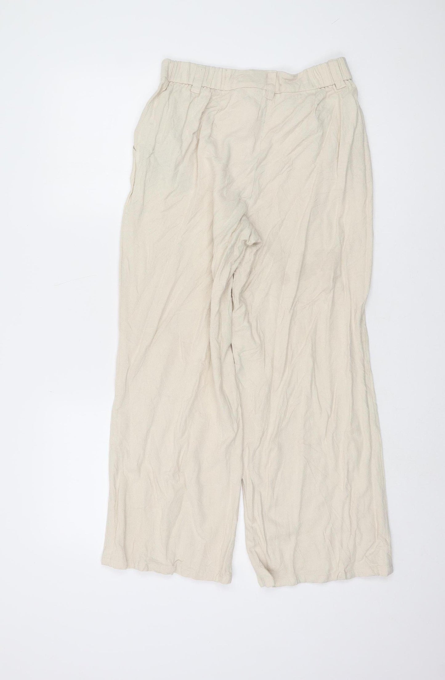 ASOS Design Women's Beige Wide-Leg Trousers Size 8