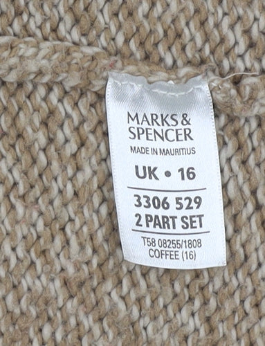 Marks and Spencer Women's Beige Open Front Cardigan Size 16