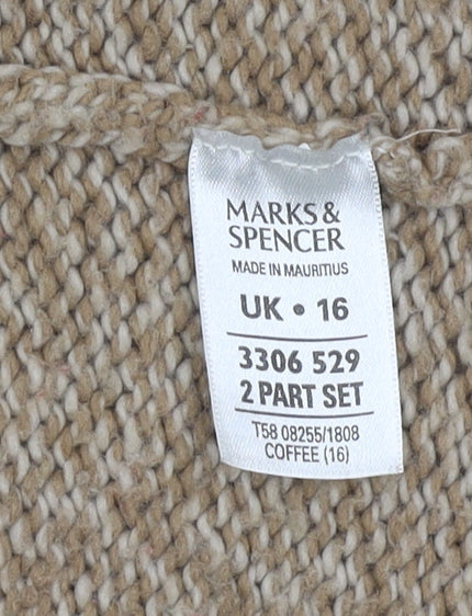 Marks and Spencer Women's Beige Open Front Cardigan Size 16