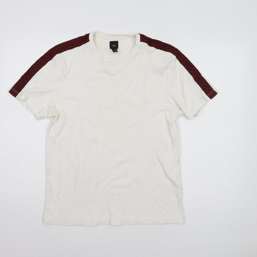River Island Men’s Ivory T-Shirt Small Short Sleeve