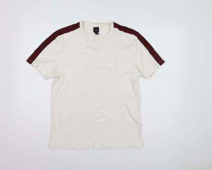 River Island Men’s Ivory T-Shirt Small Short Sleeve