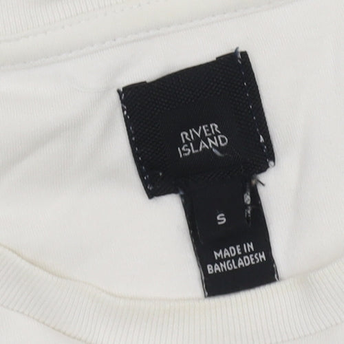 River Island Men’s Ivory T-Shirt Small Short Sleeve