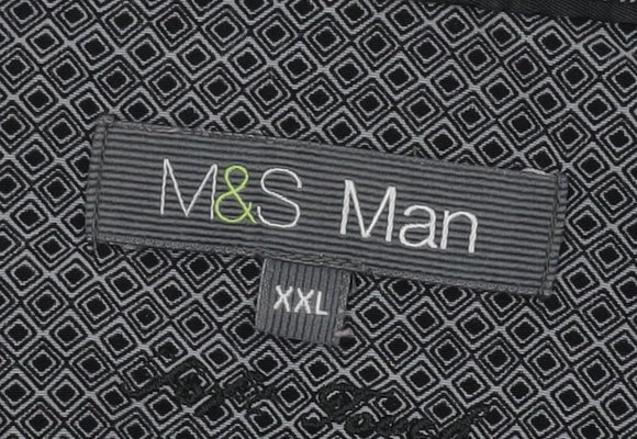 Marks and Spencer Men's Grey Geometric Shirt XXL