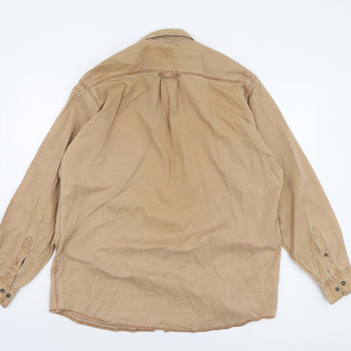 Oakman Men's Beige Long Sleeve Shirt - Size L Vintage