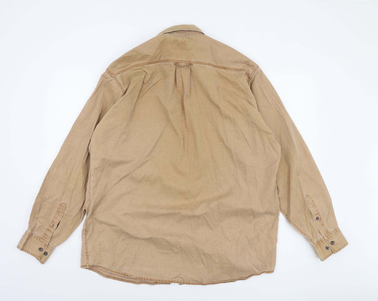 Oakman Men's Beige Long Sleeve Shirt - Size L Vintage