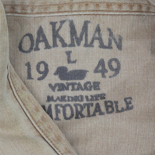 Oakman Men's Beige Long Sleeve Shirt - Size L Vintage