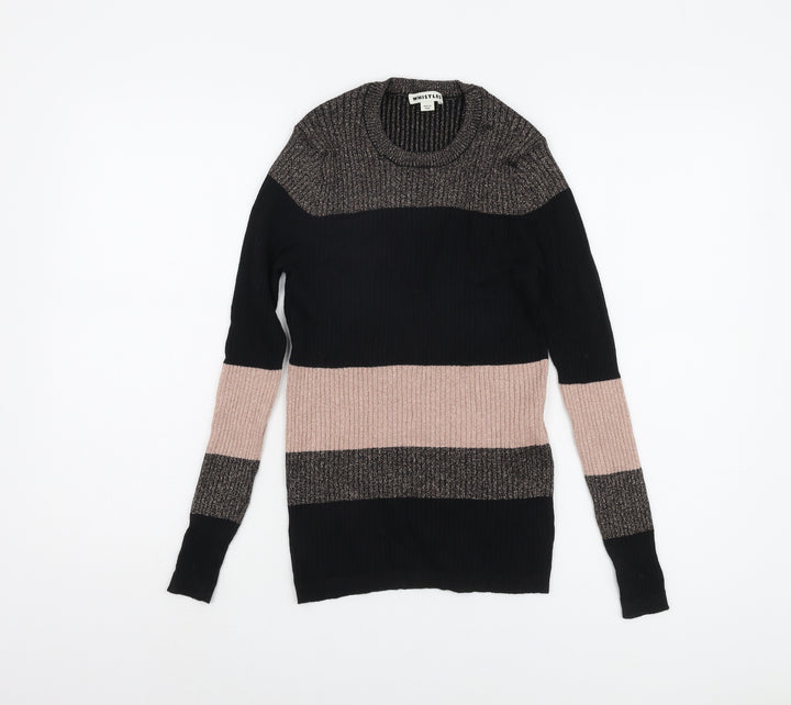 Whistles Women's Black Striped Pullover Jumper UK 12