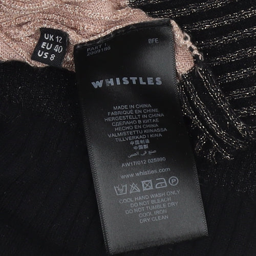 Whistles Women's Black Striped Pullover Jumper UK 12