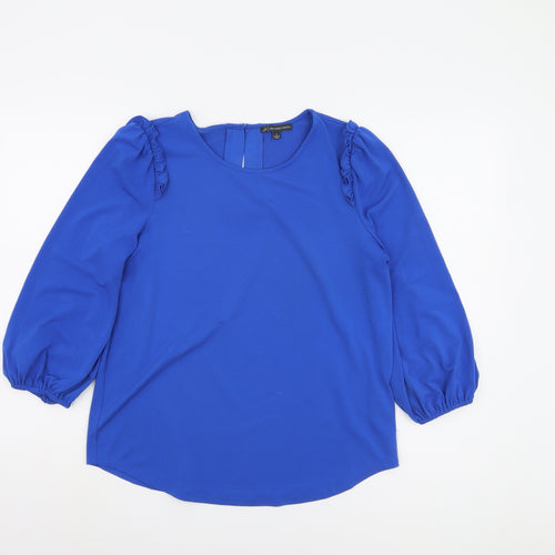 Adrianna Papell Blue Blouse, Women, Size S, Round Neck