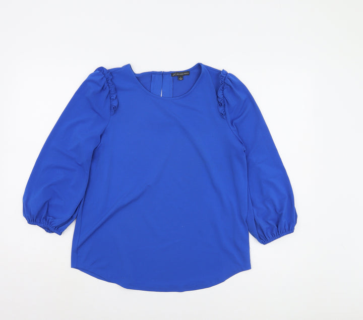 Adrianna Papell Blue Blouse, Women, Size S, Round Neck