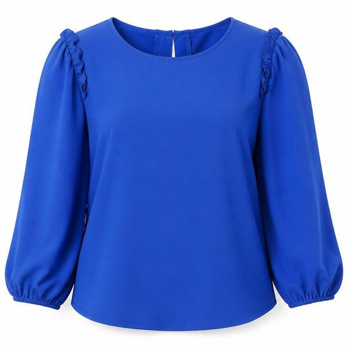 Adrianna Papell Blue Blouse, Women, Size S, Round Neck