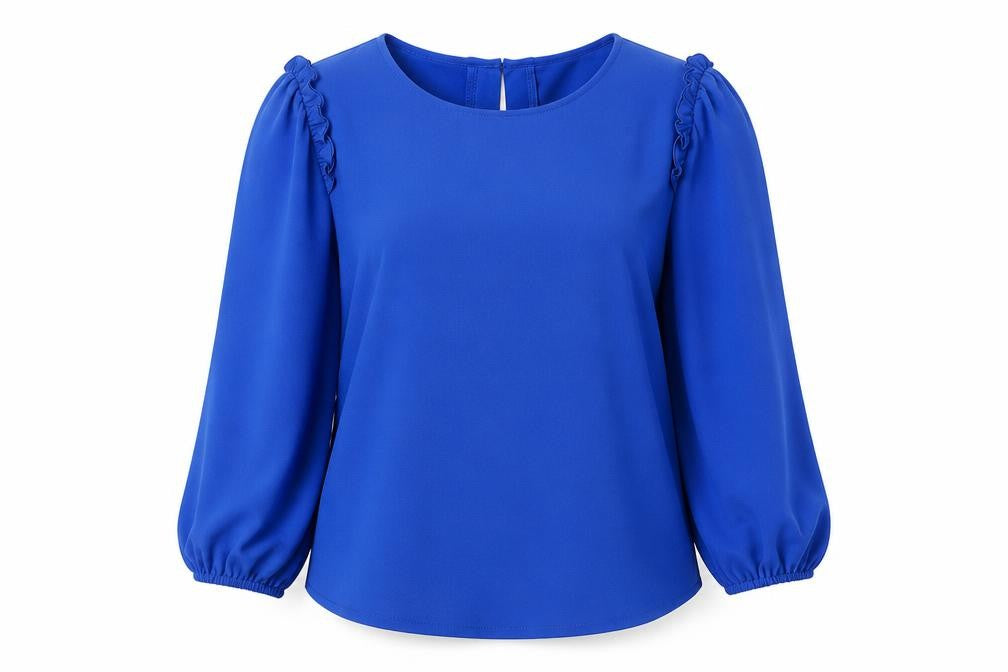Adrianna Papell Blue Blouse, Women, Size S, Round Neck