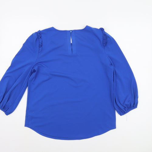 Adrianna Papell Blue Blouse, Women, Size S, Round Neck
