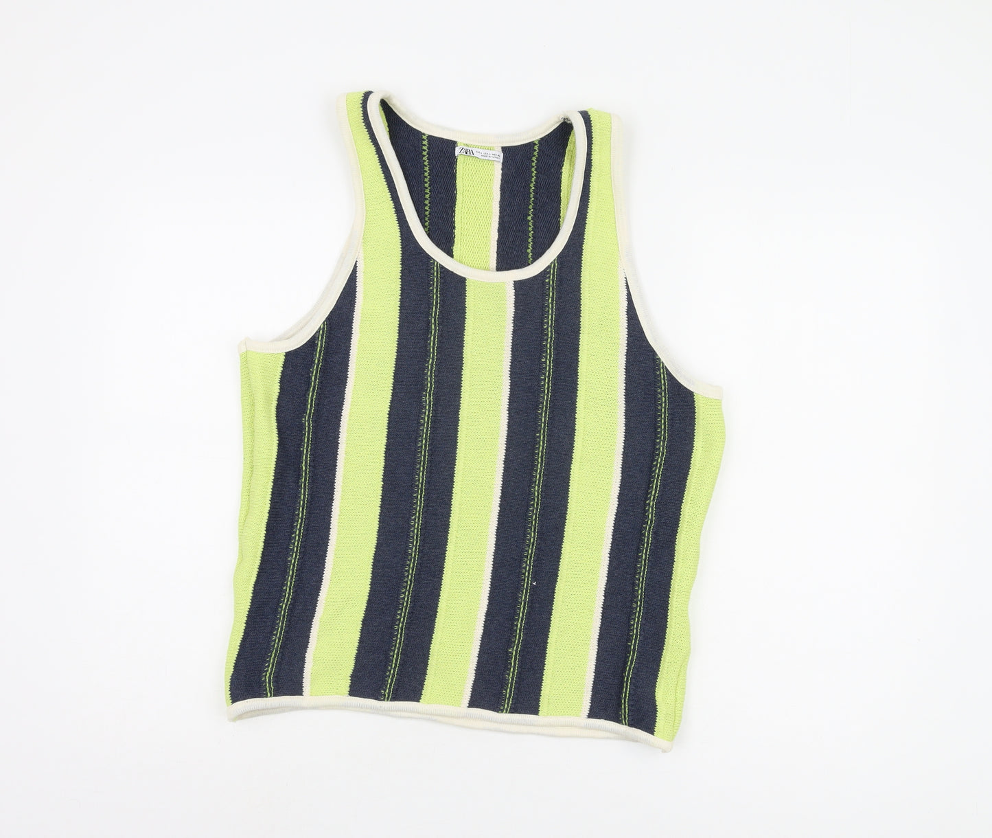 Zara Women's Multicoloured Striped Tank Top Size 14