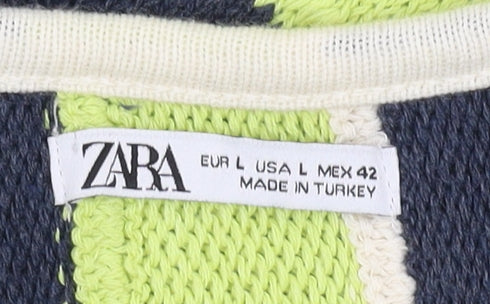 Zara Women's Multicoloured Striped Tank Top Size 14