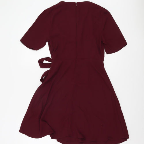 New Look Women's Red Wrap Dress Short Sleeve Size 8