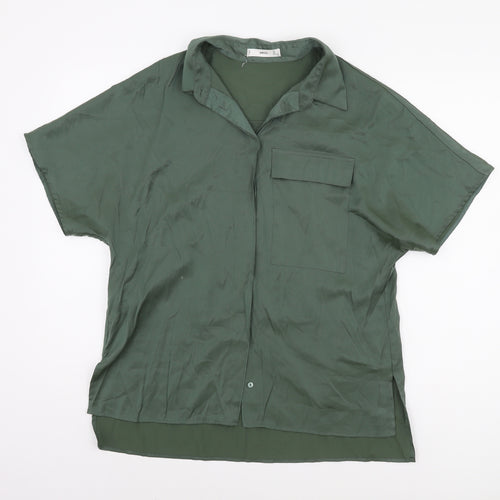 MNG Women's Green Button-Up Shirt Size 6
