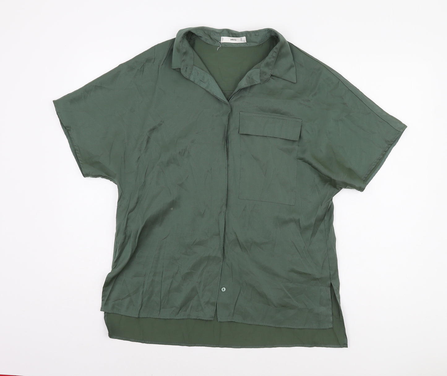 MNG Women's Green Button-Up Shirt Size 6