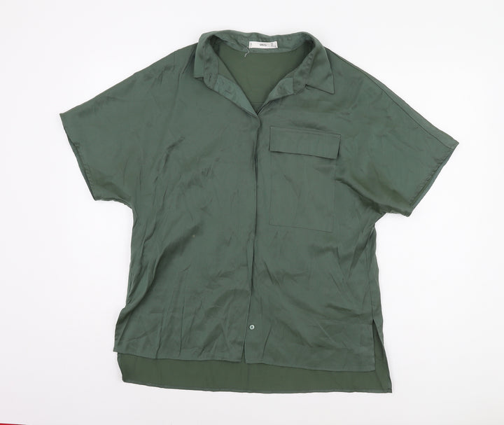 MNG Women's Green Button-Up Shirt Size 6