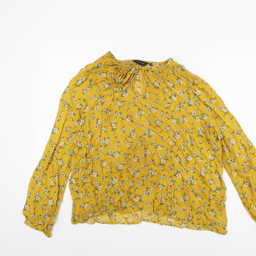 New Look Women's Yellow Floral Tunic Blouse Size 14